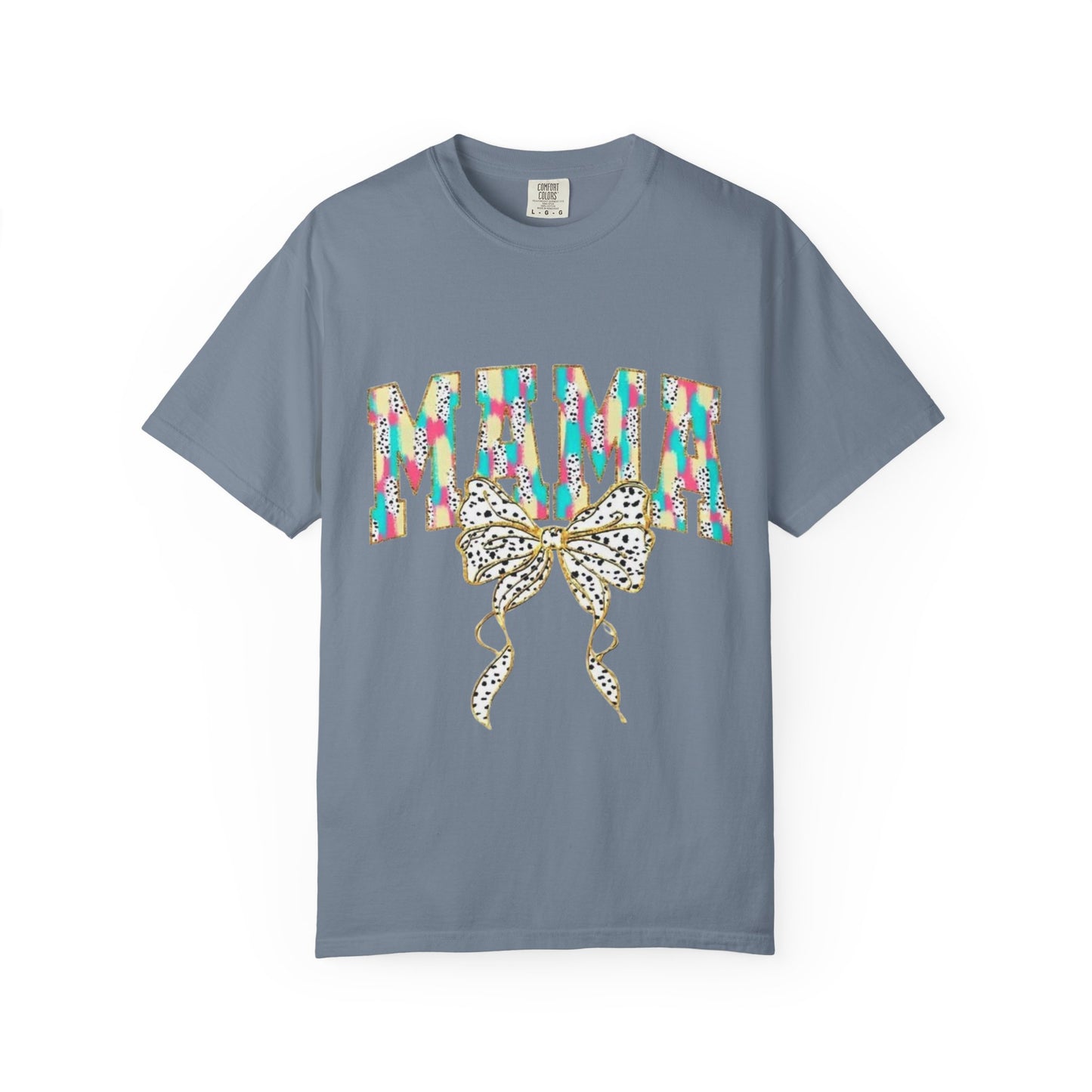Mama Graphic T-Shirt with Colorful Leopard Bow — Mother's Day Casual Tee
