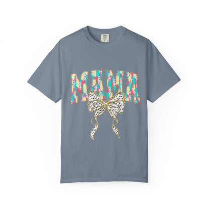 Mama Graphic T-Shirt with Colorful Leopard Bow — Mother's Day Casual Tee