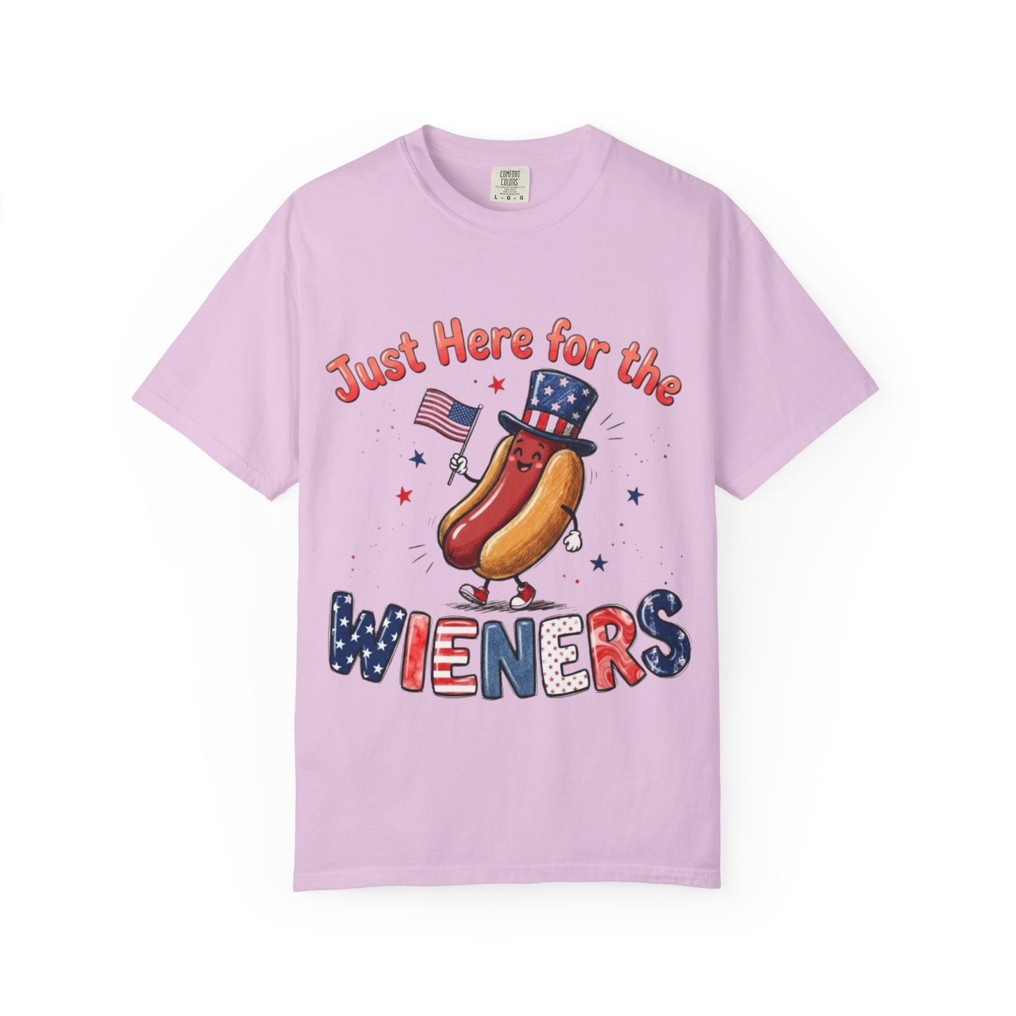 Just Here for the Wieners T-Shirt — Patriotic 4th of July Hot Dog Tee
