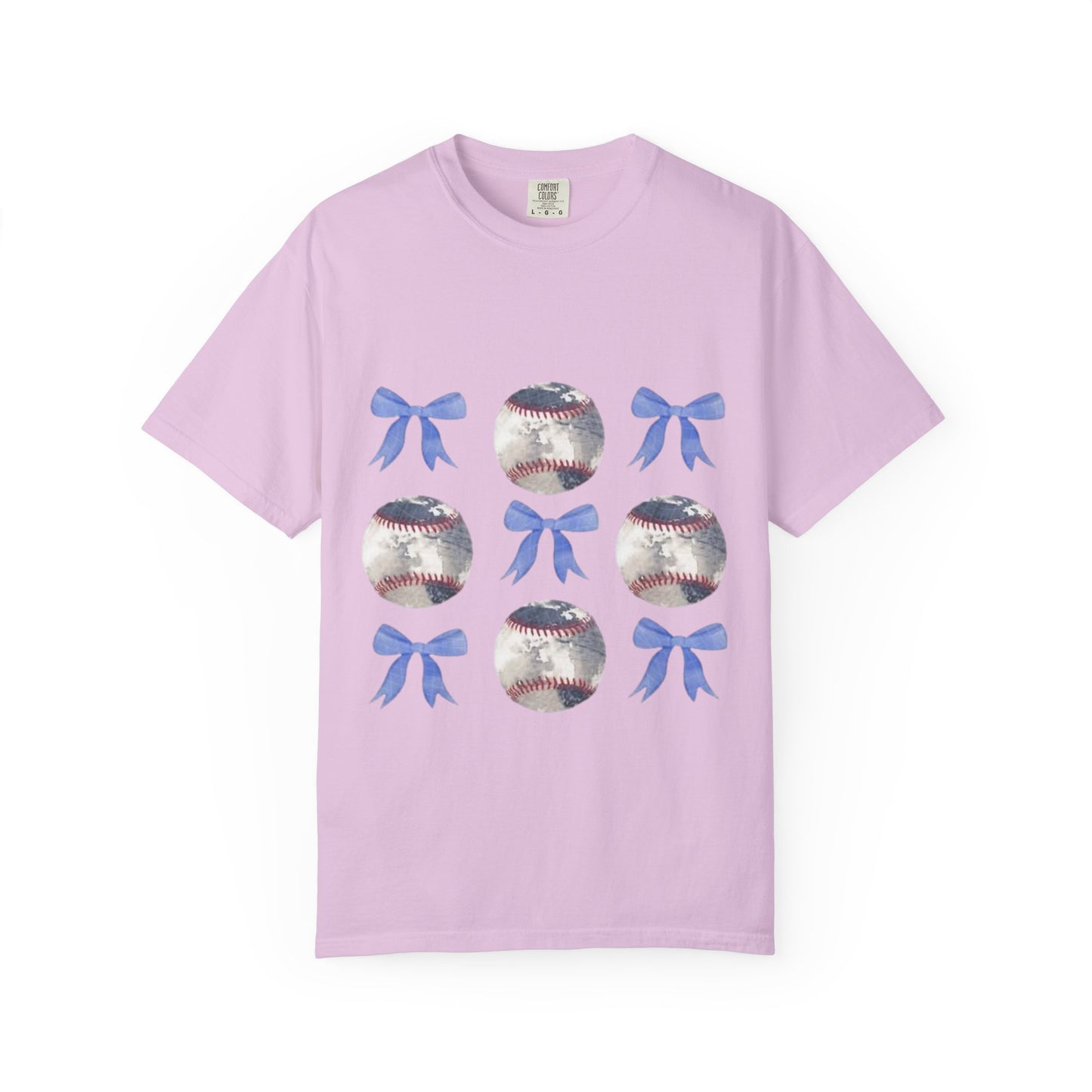 Baseball Bow Pattern T-Shirt — Cute Sports Graphic Tee