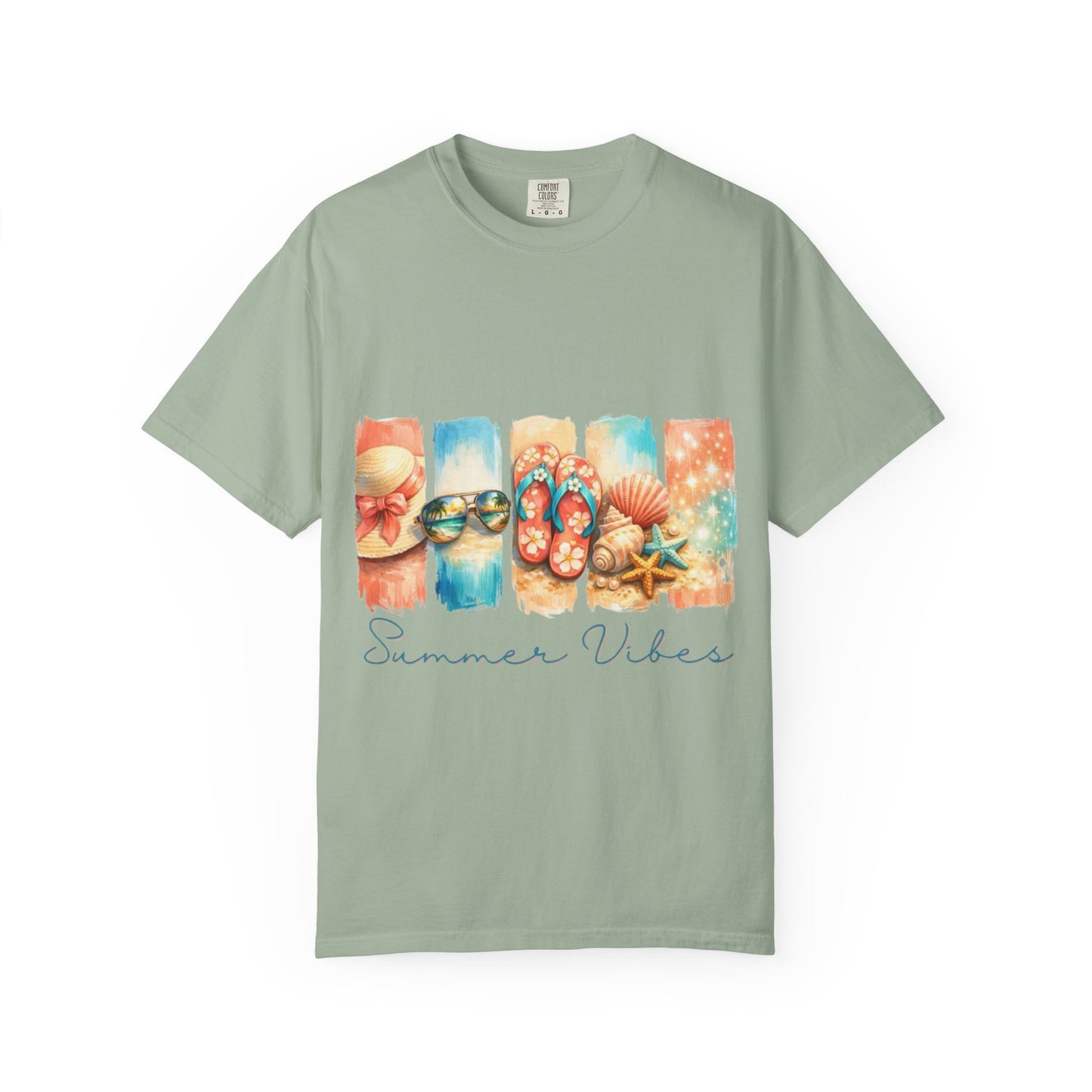 Summer Vibes T-Shirt — Beach Flip-Flops & Shells Graphic Tee