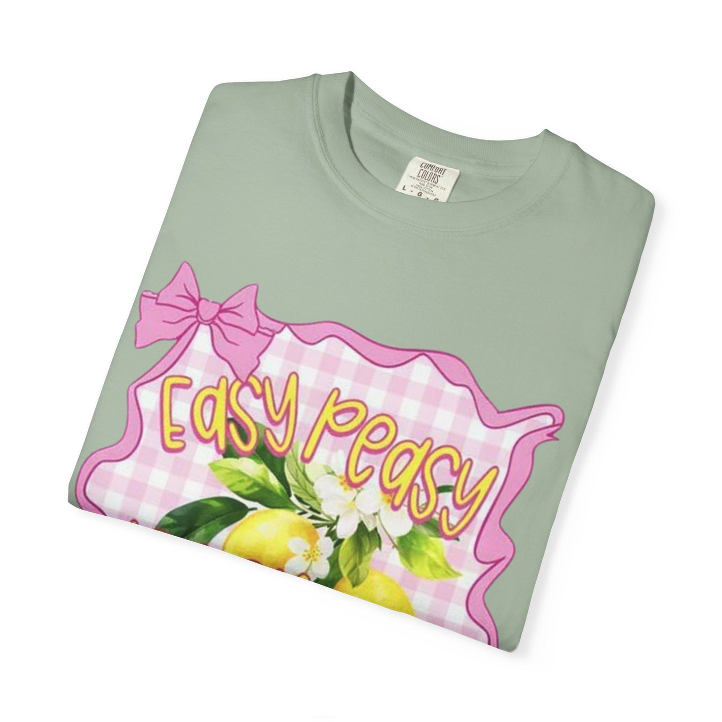 Easy Peasy Lemon Squeezy T-Shirt — Retro Pink Gingham Lemon Graphic