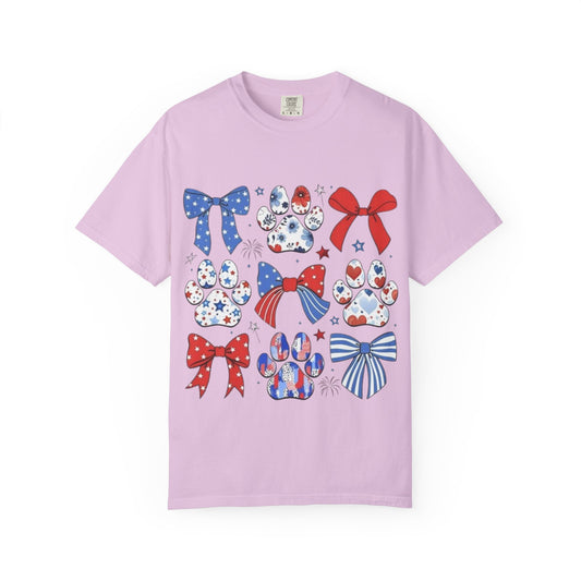 Patriotic Paw Prints & Bows T-Shirt