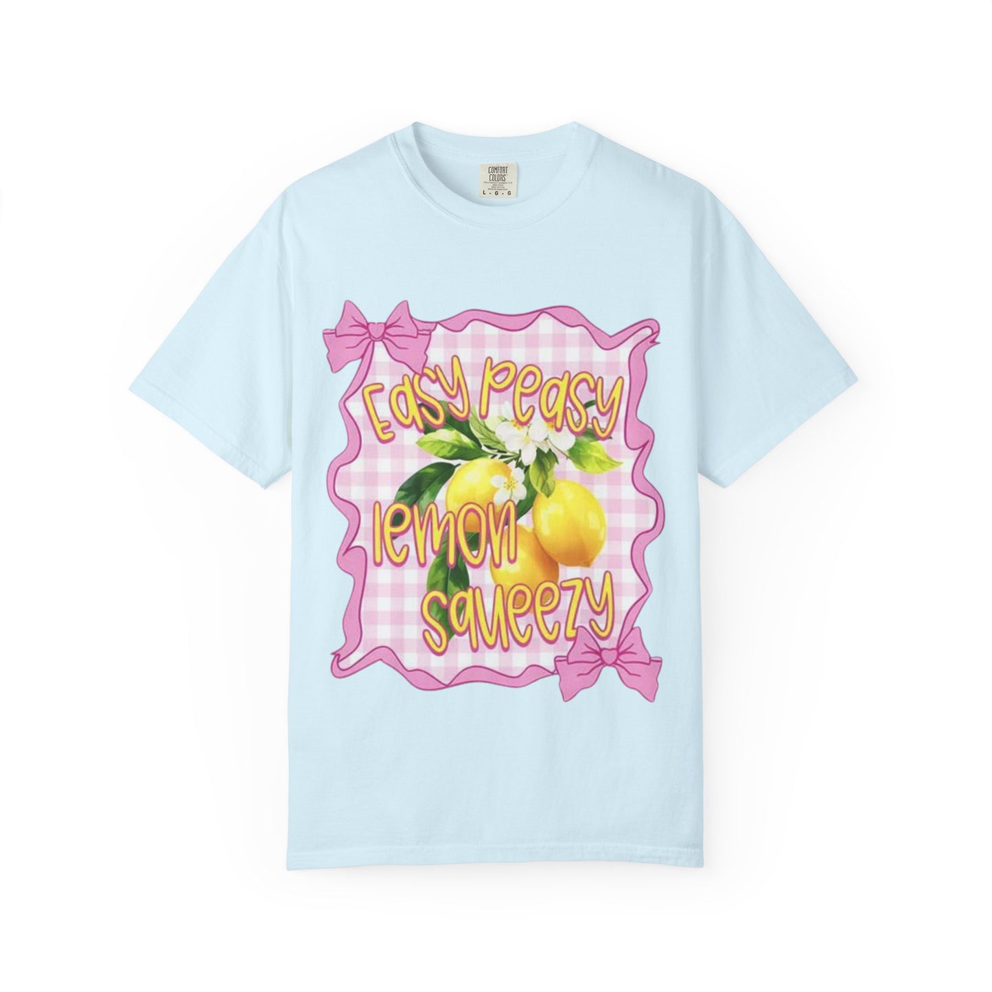 Easy Peasy Lemon Squeezy T-Shirt — Retro Pink Gingham Lemon Graphic