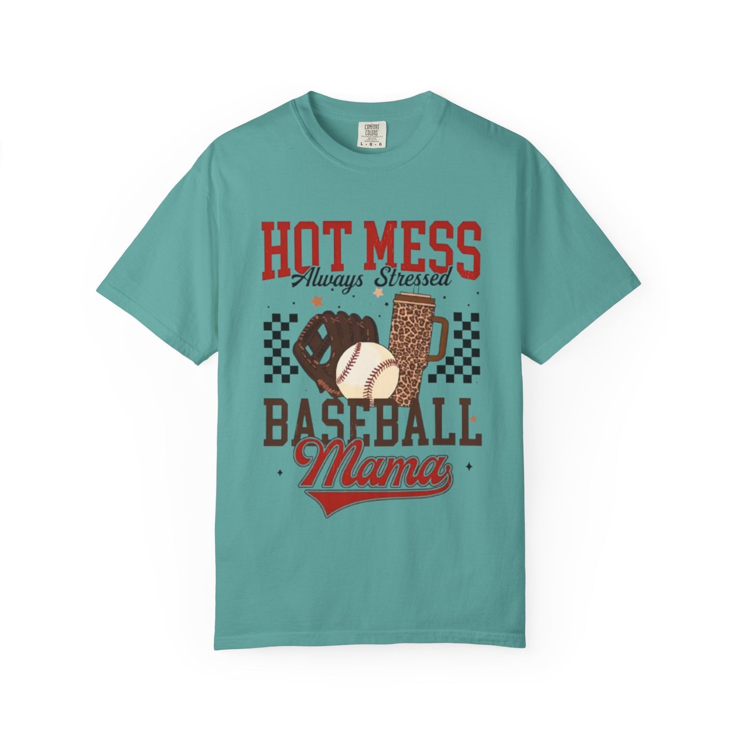 Baseball Mama T‑Shirt – "Hot Mess, Always Stressed" Mom Tee