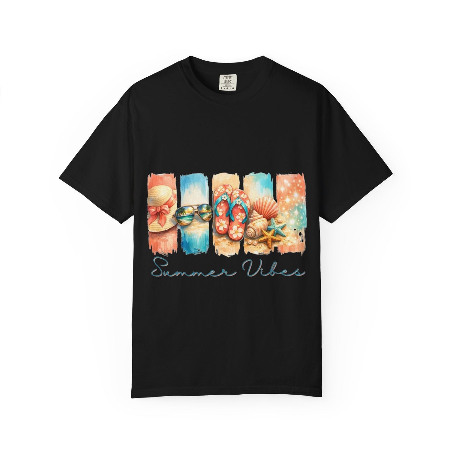 Summer Vibes T-Shirt — Beach Flip-Flops & Shells Graphic Tee