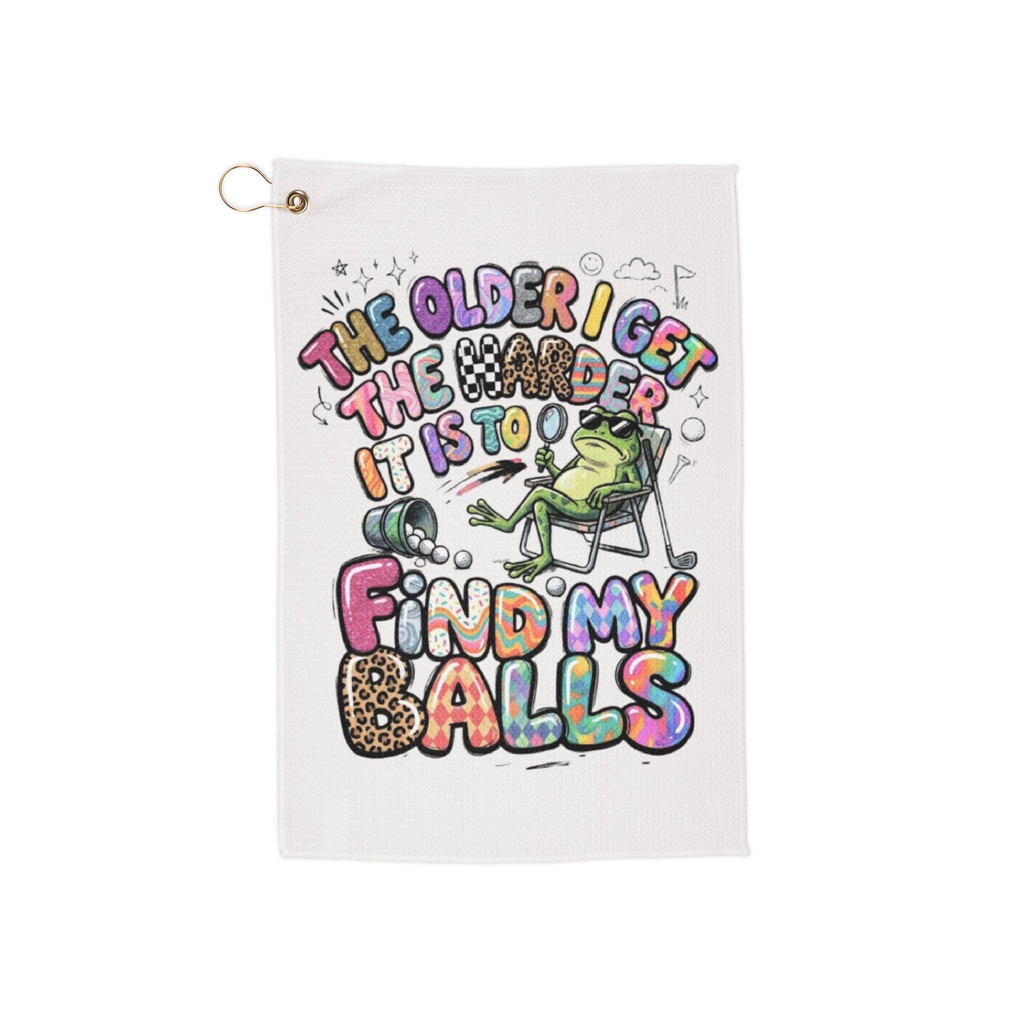 Golf Towel – Funny "The Older I Get The Harder It Is To Find My Balls" Novelty Golf Gift
