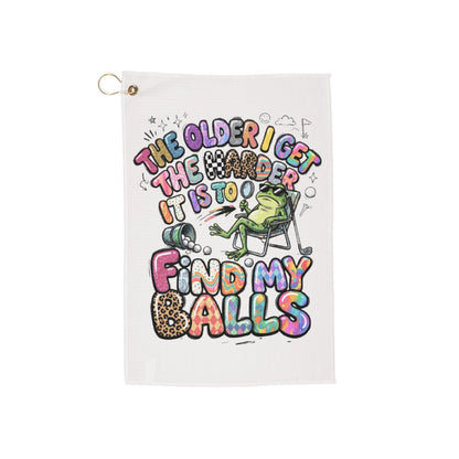 Golf Towel – Funny "The Older I Get The Harder It Is To Find My Balls" Novelty Golf Gift