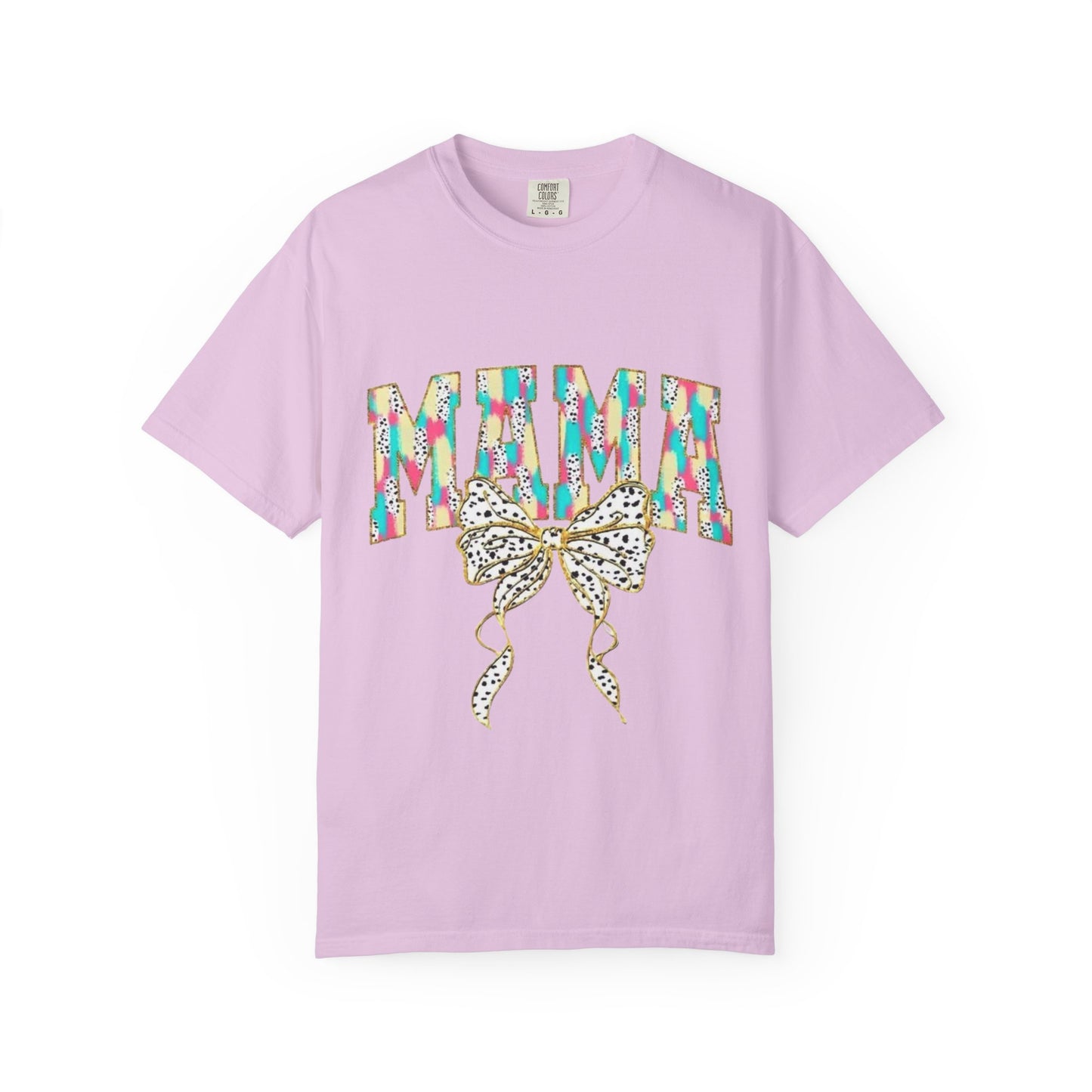 Mama Graphic T-Shirt with Colorful Leopard Bow — Mother's Day Casual Tee