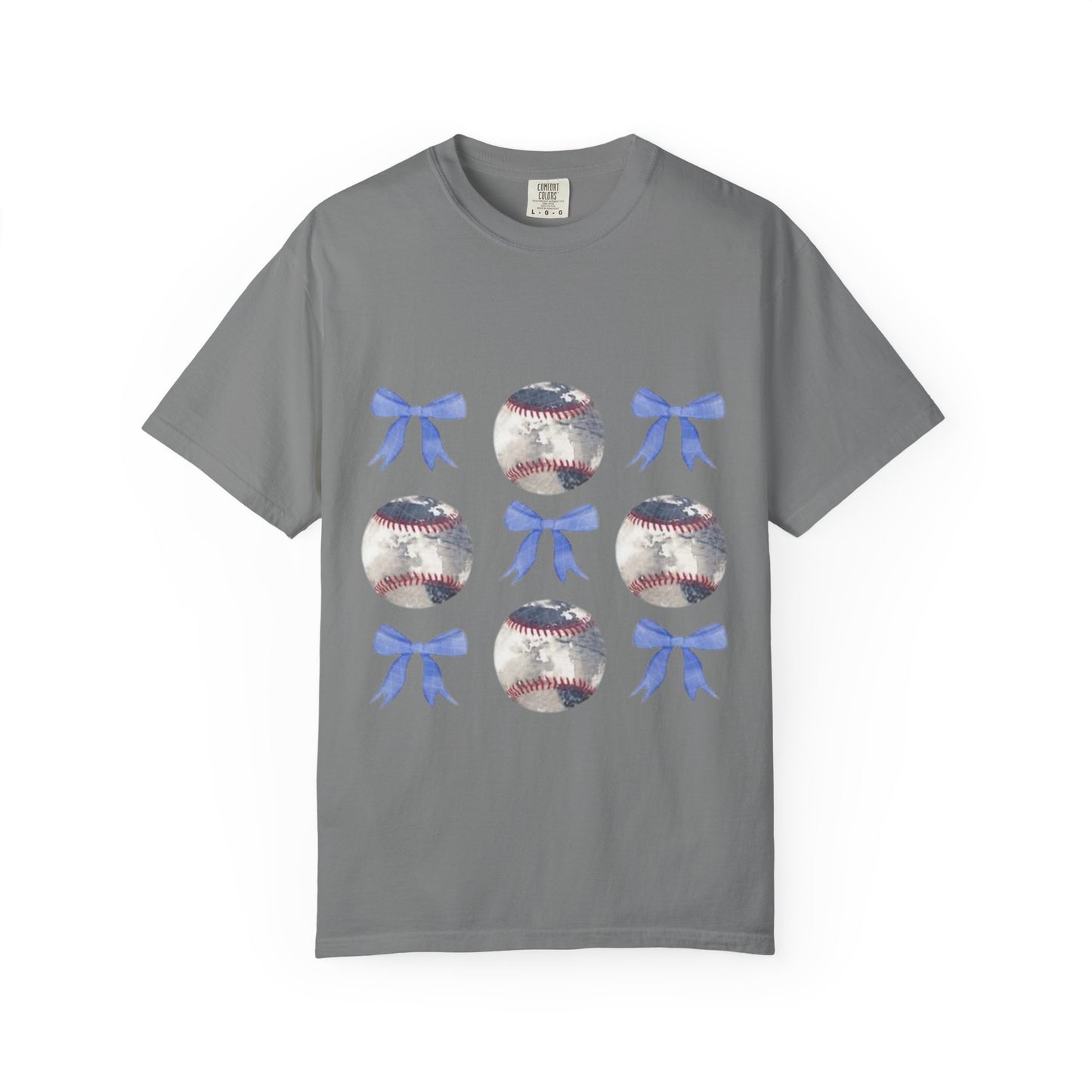 Baseball Bow Pattern T-Shirt — Cute Sports Graphic Tee
