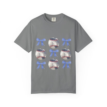 Baseball Bow Pattern T-Shirt — Cute Sports Graphic Tee