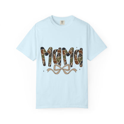 Mama Camo Bow T-Shirt — Military Print Mom Tee for Mother's Day & Everyday