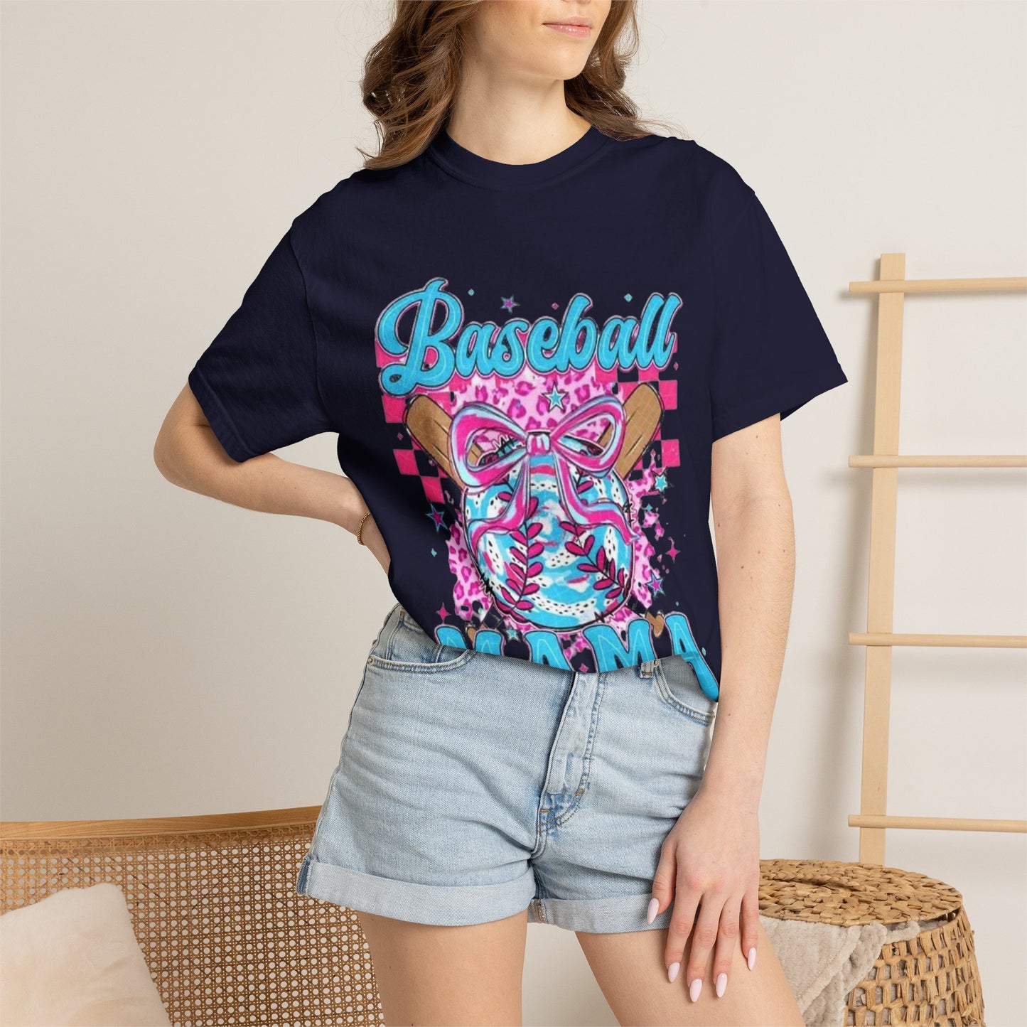 Baseball Mama T-Shirt — Pink & Blue Graphic Tee