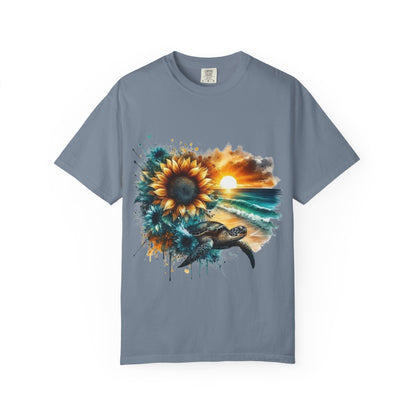 Sunflower Sea Turtle Sunset T-Shirt