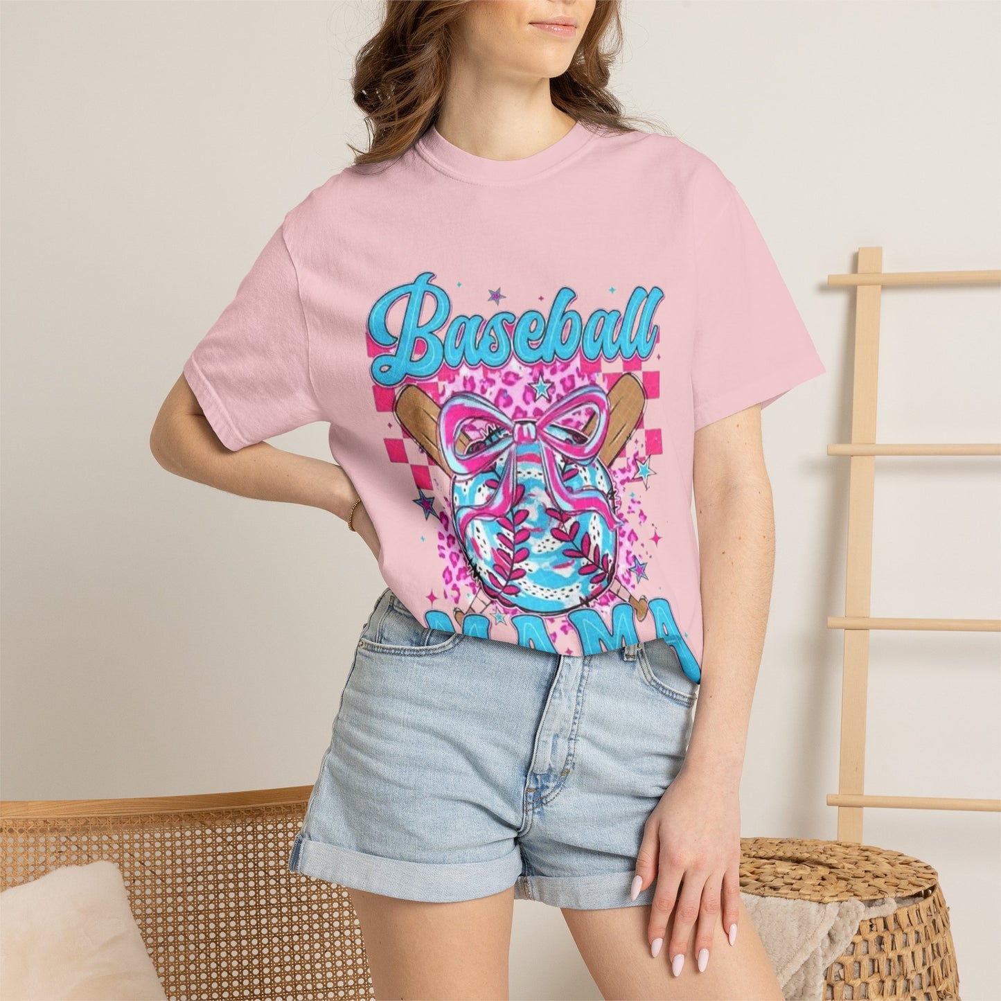Baseball Mama T-Shirt — Pink & Blue Graphic Tee