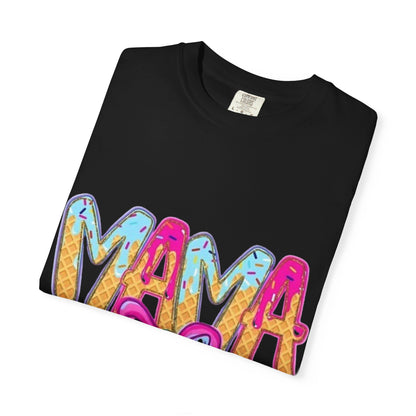 Mama Colorful Drip Graphic T-Shirt — Cute Pink Bow Mom Tee