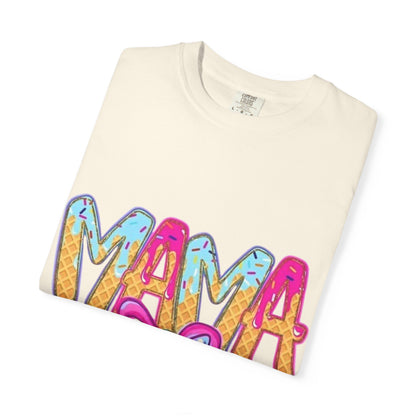 Mama Colorful Drip Graphic T-Shirt — Cute Pink Bow Mom Tee
