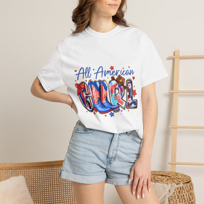 All American Girl T-Shirt – Patriotic 4th of July Graphic Tee