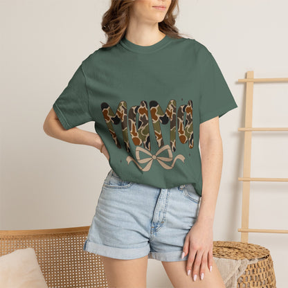 Mama Camo Bow T-Shirt — Military Print Mom Tee for Mother's Day & Everyday
