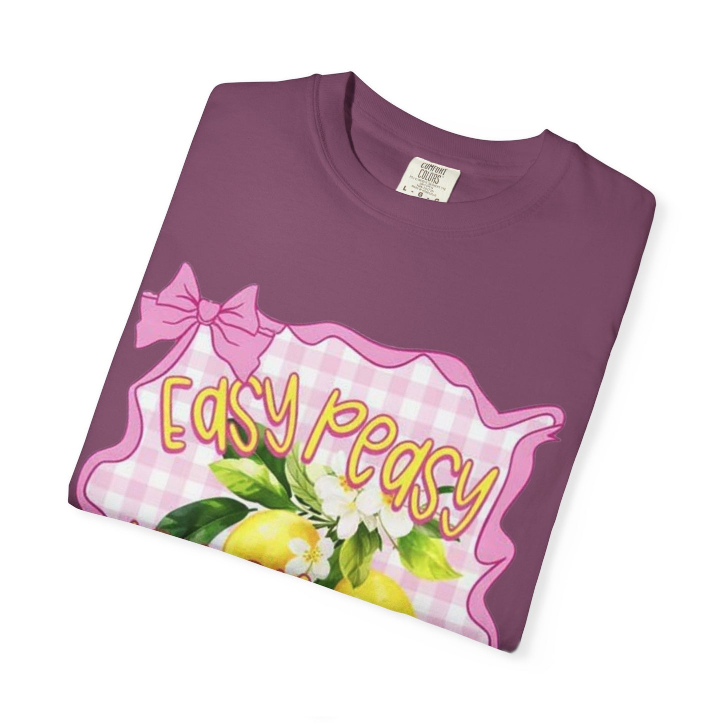 Easy Peasy Lemon Squeezy T-Shirt — Retro Pink Gingham Lemon Graphic