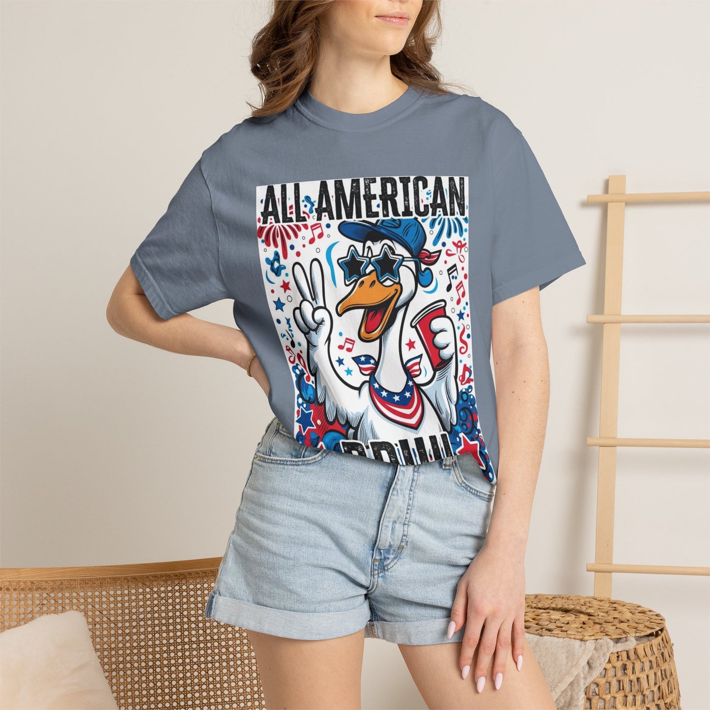 All American Bruh Duck Graphic T-Shirt — Patriotic 4th of July Tee