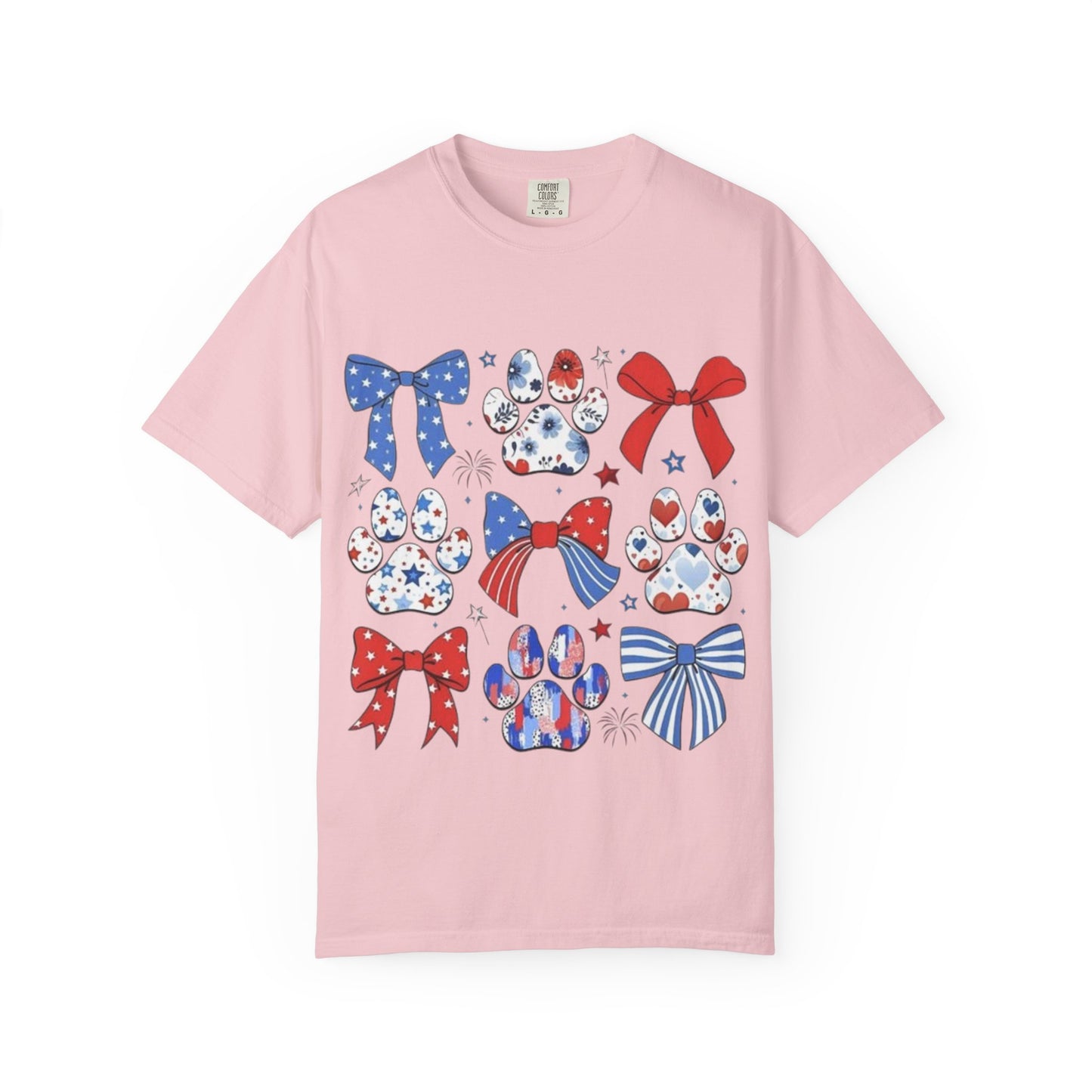 Patriotic Paw Prints & Bows T-Shirt