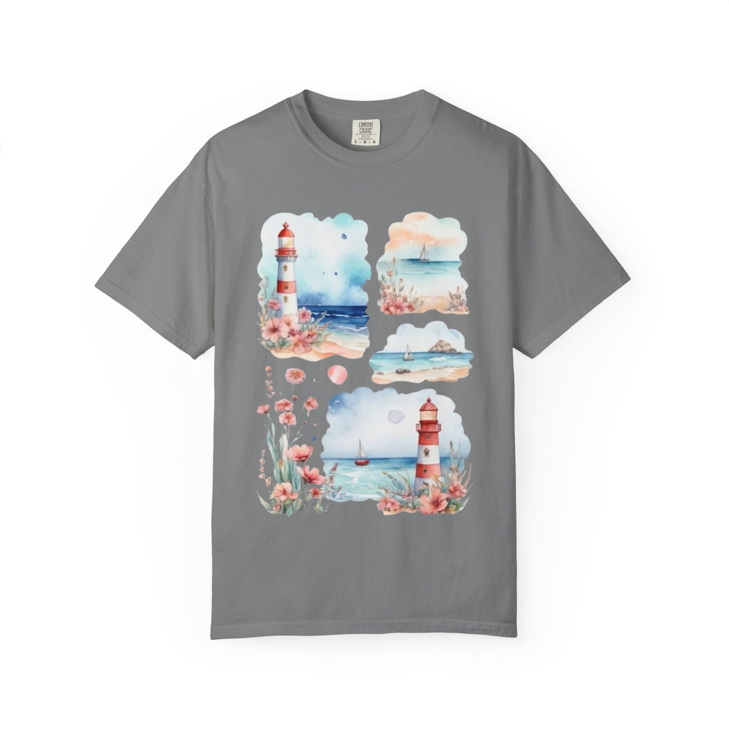 Lighthouse Watercolor T-Shirt — Coastal Nautical Beach Graphic Tee